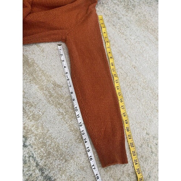 Chaps Ralph Lauren Sz L Mens Mock Neck Orange Henley Sweater With Elbow Patches - Picture 7 of 8